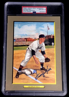 GEORGE KELL PSA/DNA 10 SIGNED PEREZ-STEELE GREAT MOMENTS CARD AUTOGRAPH #59 GEM - Image 1 of 2