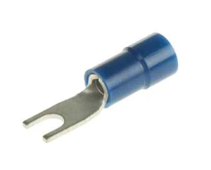 RS Pro CRIMP SPADE CONNECTORS 100Pcs 16-14AWG M3 Stud, Vinyl, Tin Plating BLUE - Picture 1 of 2