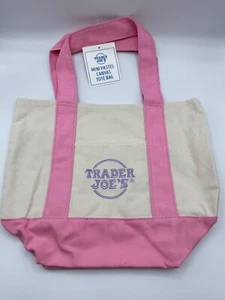 Trader Joe’s Mini Pastel Canvas Tote Bag ~ PINK - Picture 1 of 1