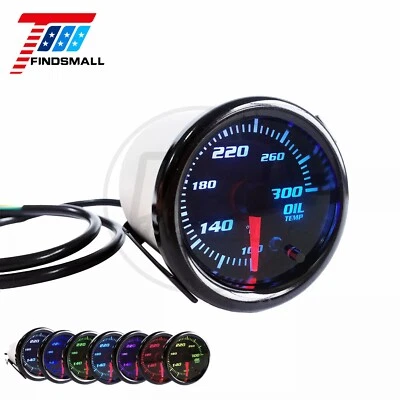 2" 52mm Oil Temp Gauge Temperature Meter 100-300℉ 7 Color LED W/ 1/8 NPT Sensor - Image 1 of 4