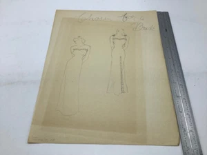 Original Female FASHION drawing -- 1945 -- Chosen for a Bride - - Picture 1 of 3