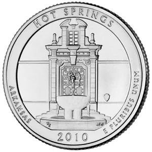 2010 Hot Springs P Quarter. ATB Series, Uncirculated From US Mint roll. - Picture 1 of 3