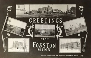 Greetings from Fosston MN Minnesota 1910 RPPC Photo Postcard COPY - Picture 1 of 2
