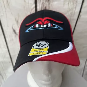 Hickory Crawdads 47 MVP schwarz rot verstellbar neu Karton Verschluss Rückseite Aufkleber - Bild 1 von 8