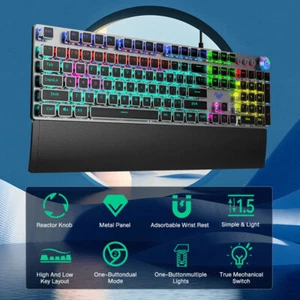 AUAL F2088 Square Punk USB Wired Mechanical Gaming Keyboard Backlit 108 Keys RGB - Picture 1 of 12