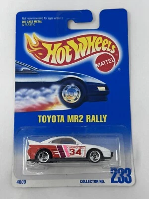 1991 Hot Wheels White Toyota MR2 Rally Europa/Asia 34 Blue Card #233 A21 - Image 1 of 4