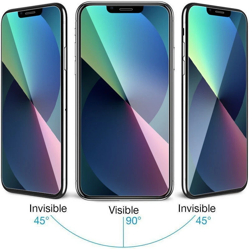 Protector de pantalla de vidrio templado antiespía 10D para iPhone 15 14 13 12 11 Pro Max X Foto 1 de 4