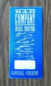 Vintage Bad Compnay Holy Water World Tour 1990 Local Crew Backstage Pass - Bild 1 von 2