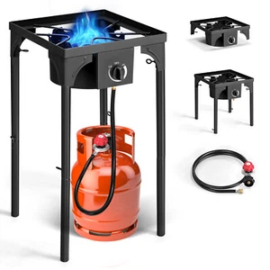 Portable Outdoor Propane 75,000-BTU Single Burner Camping Stove Party BBQ Grill - Picture 1 of 8