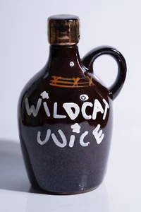 Vintage Handpainted Wild Cat Juice Jug With Cork Stopper Artmark Japan - Picture 1 of 5