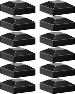 Aluminum Fence Post Caps 2" X 2" Black 12 Pcs Pressure Fit Cover - Picture 1 of 7