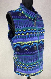 Vintage Chuck Roast Fleece Vest Neon Colorblock Youth 14/Women’s Small Full Zip - Picture 1 of 10