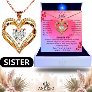 Gold To My Sister CUSTOM Pendant Necklace Jewelry Gift Sister Birthday Gifts - Picture 1 of 36