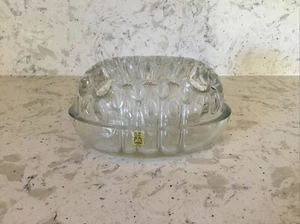 VMC Glas Blumen Frosch Reims Hergestellt in Frankreich OVAL 14 Löcher mit Etikett 6” x 4” x 3,5” - Bild 1 von 8