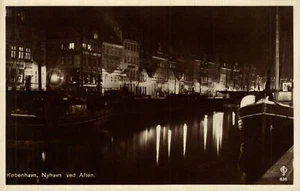 Denmark Copenhagen København ved Aften Vintage RPPC B73 - Bild 1 von 2