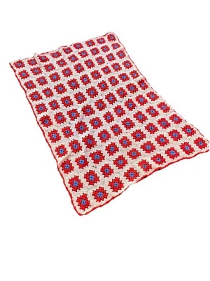 Manta acolchada afgana de ganchillo cuadrado abuela de colección Roseanne 43”x59”Cottagecore Foto 1 de 4