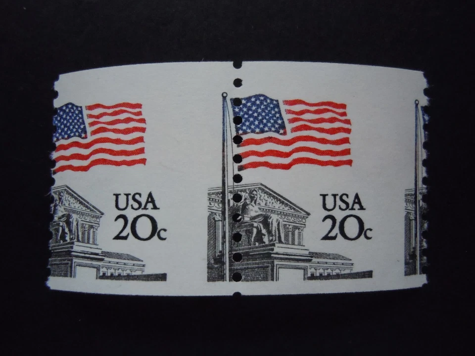 #1895a 20c Flag  EFO Misperforated Pair MNH OG "Include New Mount" - Image 1 of 1