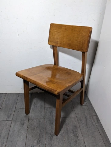 Vintage Rustic Solid Maple Wood School Library Dining Chair Mid Century Modern Cover