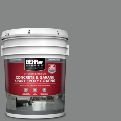 5 gal. Slate Gray Self-Priming 1-Part Epoxy Satin Concrete Garage Floor Paint - Image 1 of 4