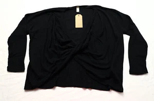 Lazy Sundays Women's Turn of Events Thermal Knit Top AR8 Black Medium NWT - Picture 1 of 3