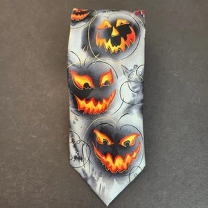 J. Garcia Collection Sixty Demon 100% Silk Tie Pumpkins Bats Halloween - Bild 1 von 8