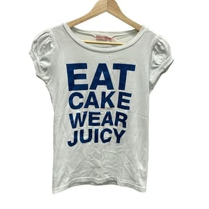 JUICY COUTURE Short Sleeve T-Shirt Size S Women's Light Blue x Blue Gray Glitt - Picture 1 of 8