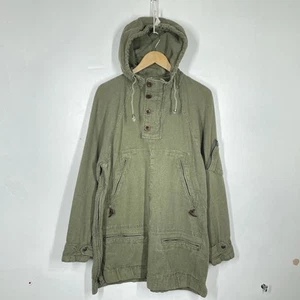 Pretty Green Smock Jacket Mens M Khaki Linen Blend Utility Mod Epping Gallagher - Picture 1 of 11