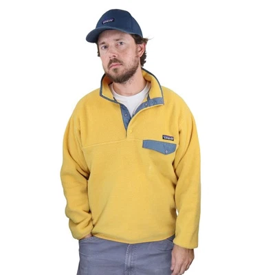 Vintage 1997 Patagonia Synchilla Snap-T Pullover Fleece Mens M Yellow Jacket 90s - Image 1 of 4