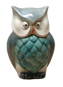 Vintage MCM 1967 Brush Pottery Nite Owl Cookie Jar 10-3/4" Tall Blue Green Gray - Picture 1 of 9