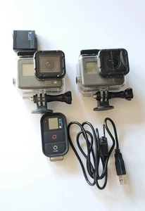 2 GOPROS HERO5 AND HERO6 CAMERAS BLACK PLUS ACCESSORIES-USED - Picture 1 of 14