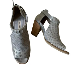 PAUL GREEN Leather Peep Toe Booties Pewter Gray Silver UK 4.5/ US 7 - Picture 1 of 12