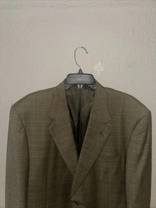 Men's XL Canali Plaid Beige Wool Blazer Made In Italy Sharp - Picture 1 of 16