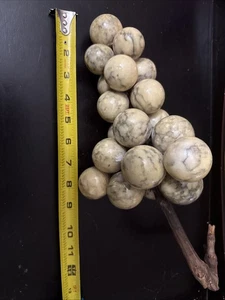 Vintage Alabaster Stone Marble Grapes Mid Century Cluster Textured White Decor - Picture 1 of 14