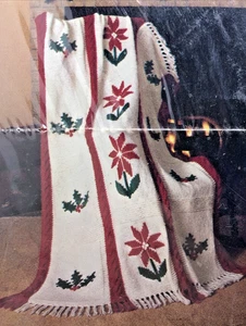 Vintage Bucilla CHRISTMAS HOLLY Afghan Knit Kit 7953 DAMAGED PACKAGE - Picture 1 of 14