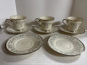 Windsong Lenox Platinrand 3 1/8" Tasse und 6" Untertasse fünf Untertassen & drei Tassen - Bild 1 von 10