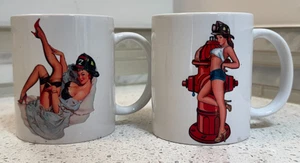 Set of 2 Cricut Coffee Mugs – Sexy Firefighter Pinup Girls Themed Designs - Picture 1 of 11