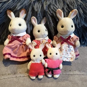 Sylvanian Family 1985 EPOCH Calico Critters Chocolate Flocked Bunny Rabbits - Bild 1 von 11