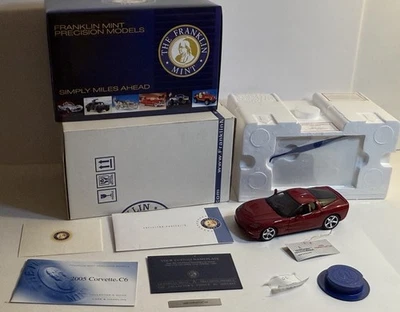 Franklin Mint 2005 Red Chevrolet Corvette C6 1/24 Diecast Car w/Box B11C590 - Image 1 of 4