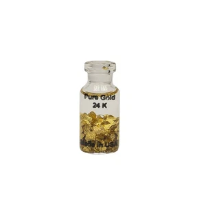 14K Pure Gold Leaf Flake Bottle Vial of 100% Real Gold 14 Karat Flakes good luck - Picture 1 of 4