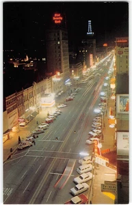 SALT LAKE CITY Main Street Night Scene Neon Signs Utah 1960s Vintage Postcard - Bild 1 von 2