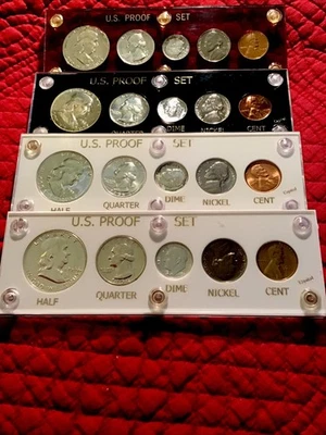 1954, 1955, 1956, 1957, US Mint Proof Silver Sets.  Blazing Luster & Toning. - Image 1 of 2