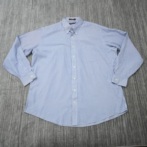 Kirkland Hemd Herren Button Down Bügelfrei dblau weiß gestreift 18 36 Baumwolle - Bild 1 von 10