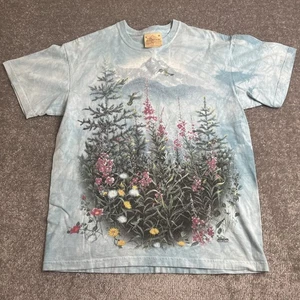 Vintage The Mountain Kolibris Blumen blau Batik Shirt Größe Medium - Bild 1 von 9