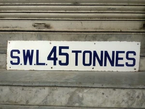 VINTAGE OLD PORCELAIN ENAMEL SIGN CHAIN SLING SWL 45 TONNES CRANE EQUIPMENT 1950 - Picture 1 of 7