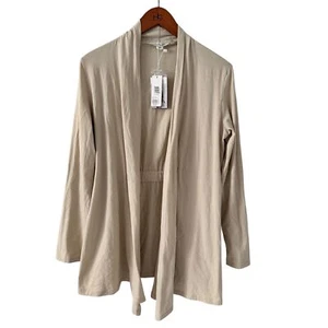 Simply Noelle Cream Cotton Stretchy Light Weight Long Open Cardigan Size L/XL - Picture 1 of 7