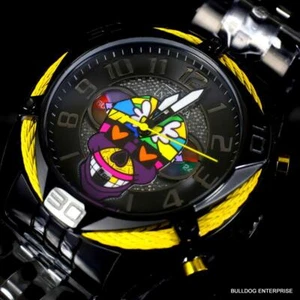 Invicta Romero Britto Modern Art Skull 47mm Black Stainless Steel Watch New - Picture 1 of 12