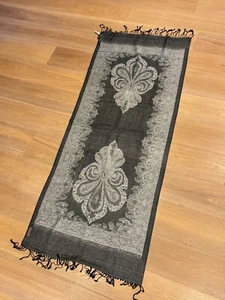 NEW Blue Pacific Barcelino Gray Crest Floral Cashmere and Silk Scarf 28” X 66” - Picture 1 of 12
