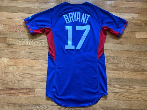 Men's Majestic Chicago Cubs Kris Bryant #17 Stitched Baseball Jersey Blue Sz M Cover