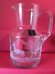 Riedel Crystal HUNT SCENE *STAG* Queen Lace Americana Style HANDLED PITCHER - Picture 1 of 10