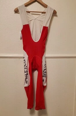 Babero de ciclismo Mengoni Hincapie acolchado blanco rojo para hombre talla M hecho en Italia  Foto 1 de 4